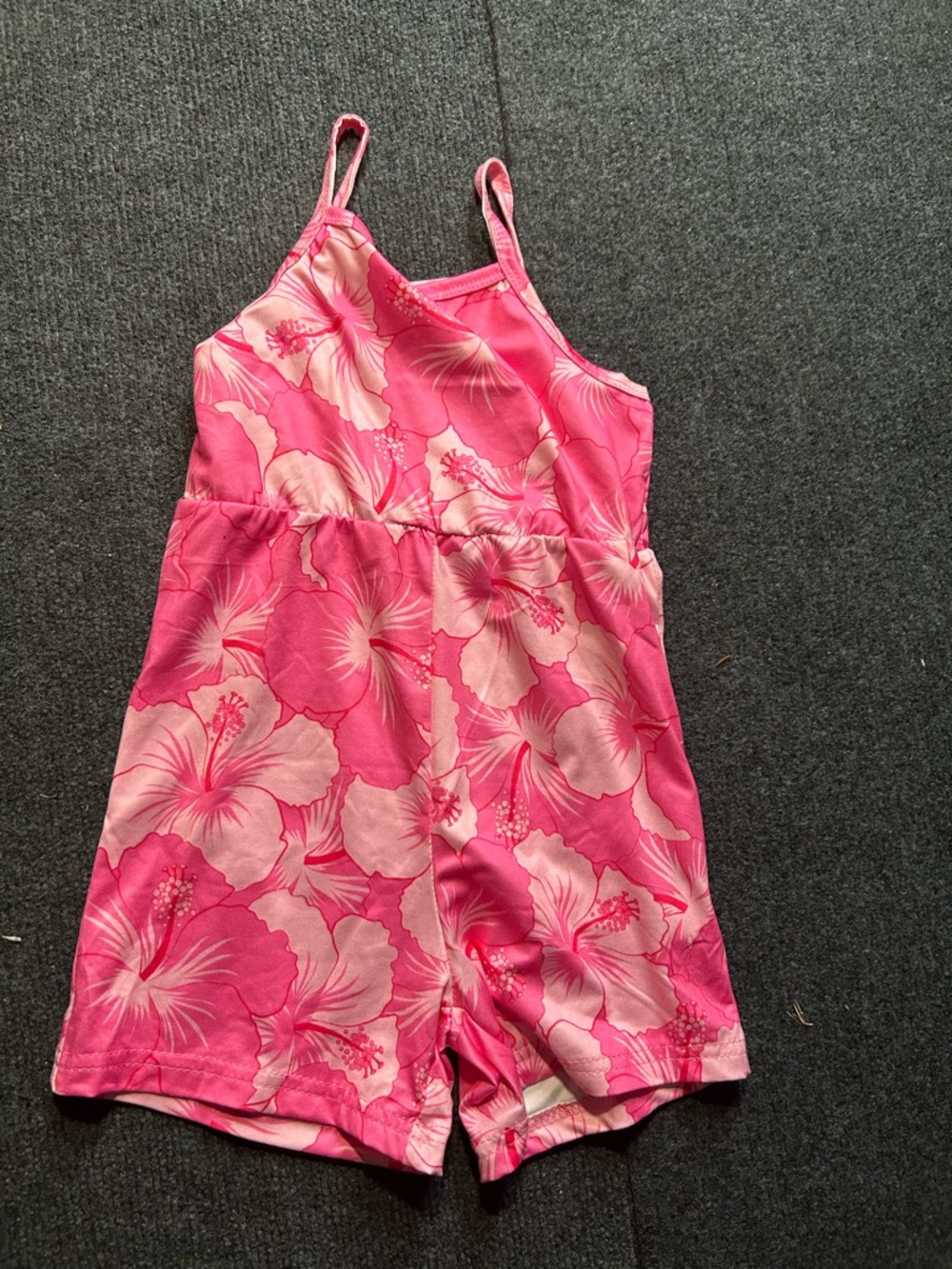 Pink Floral Girls' Tank Romper
